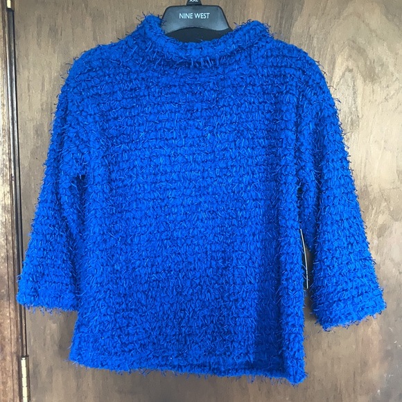 Multiples royal blue sweater top w texture & stretch size S - Picture 3 of 15